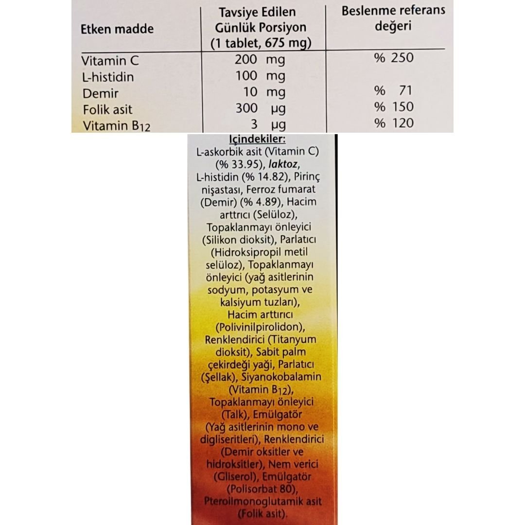 Doppelherz Demir + Vitamin C + L-Histidin 30 Tablet