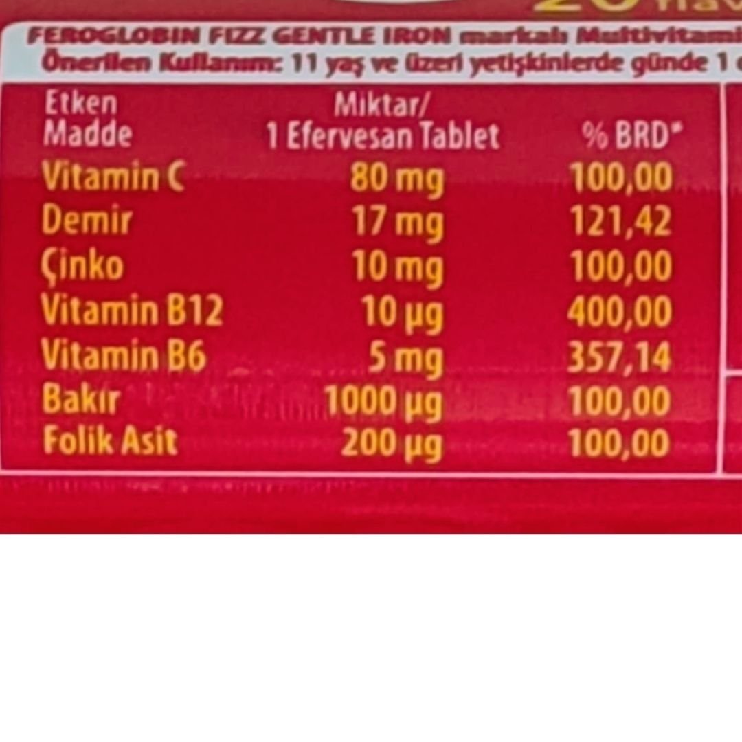 Feroglobin Fizz Gentle Iron 20 Efervesan Tablet