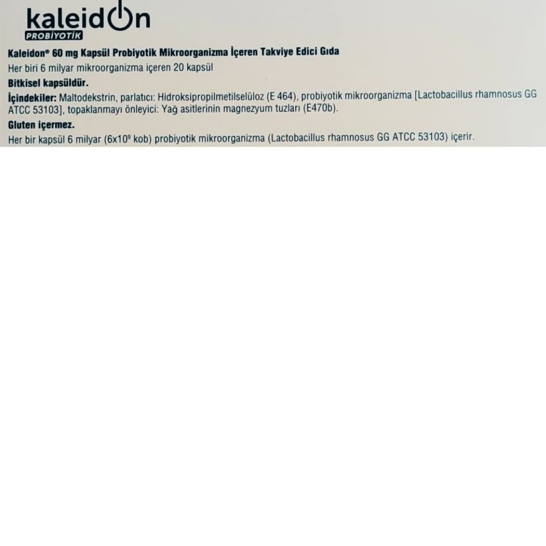 Kaleidon 60 mg 20 Kapsül Probiyotik Mikroorganizma İçeren Takviye Edici Gıda