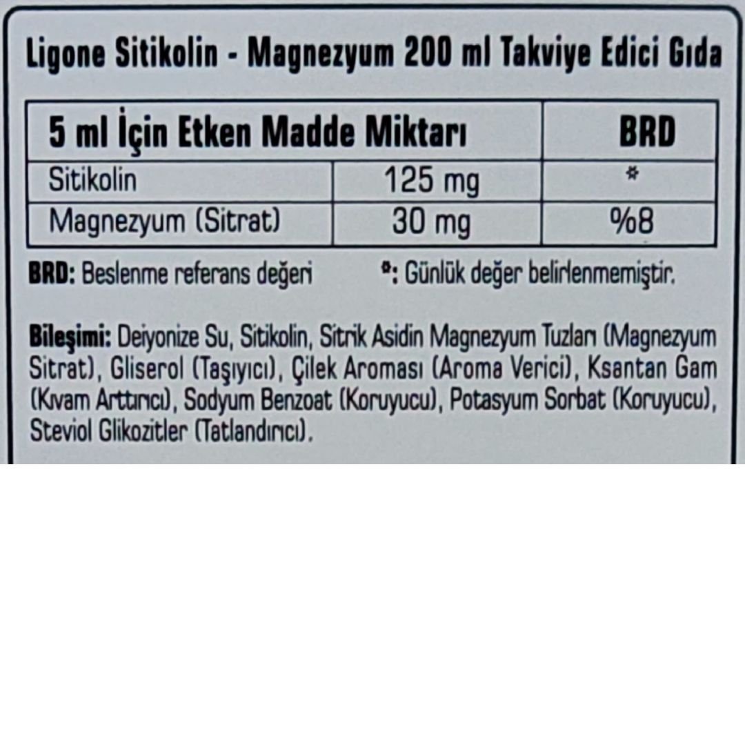 Ligone Sitikolin + Magnezyum Sitrat Şurup 200 ml