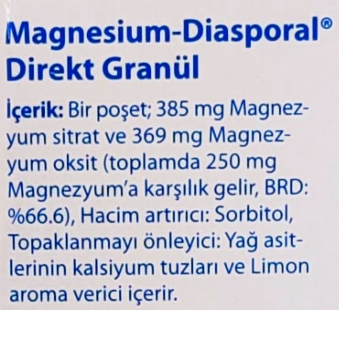 Magnesium Diasporal Direkt Magnezyum Sitrat Granül 20 Poşet