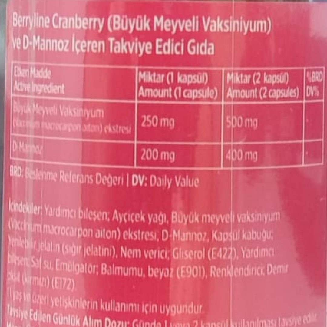 Natuwell Berryline Cranberry 30 Yumuşak Kapsül