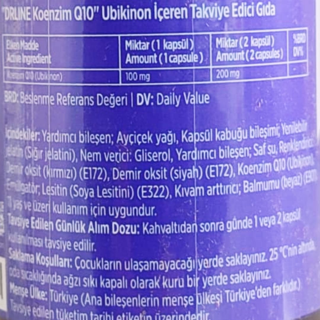 Natuwell DrLine Koenzim Q10 Ubikinon İçeren Takviye Edici Gıda
