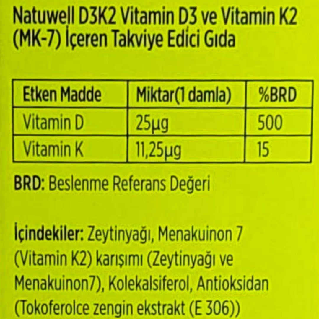 Natuwell Vitamin D3K2 - 400 Damla 20 ml