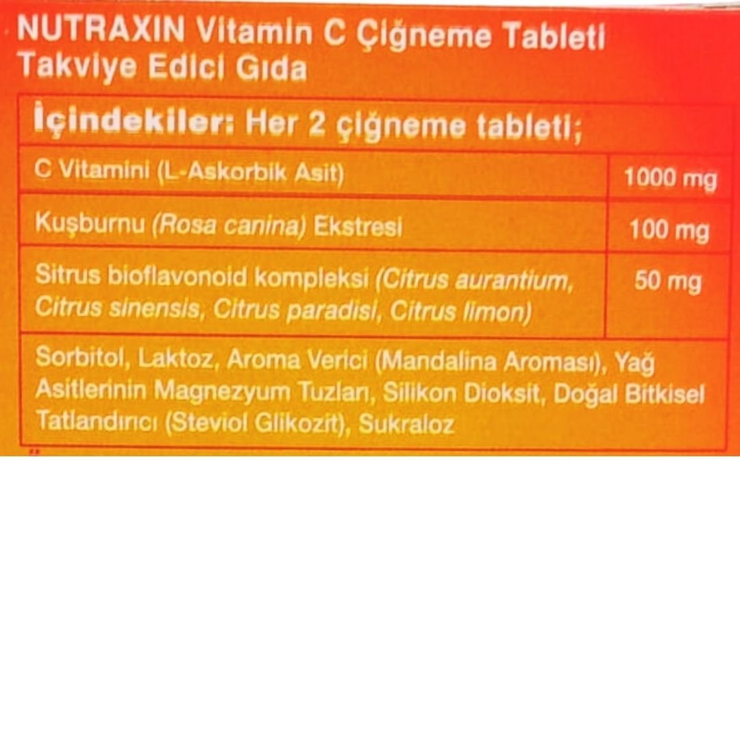 Nutraxin Vitals Vitamin-C 28 Çiğneme Tableti