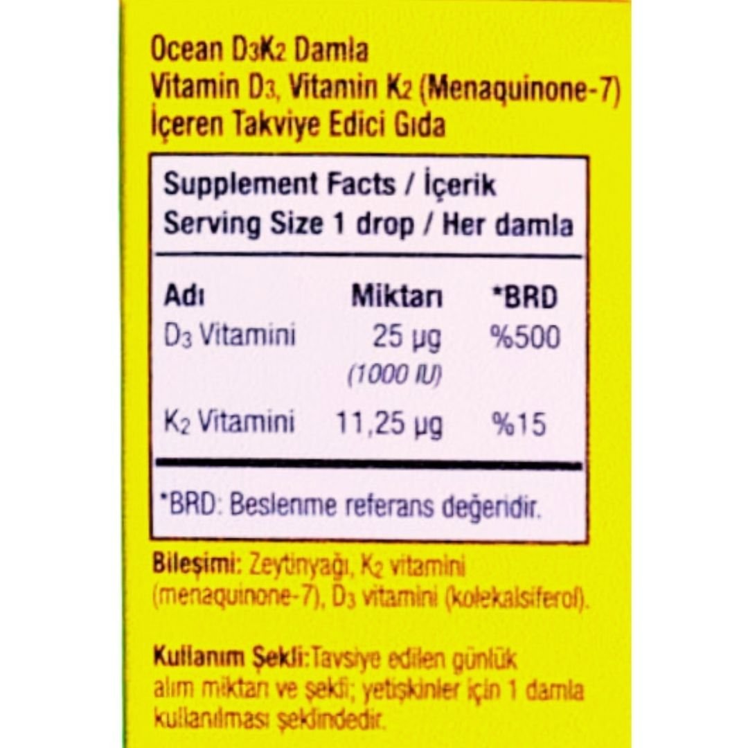 Ocean D3K2 Vitamin Damla 20 ml 400 Damla