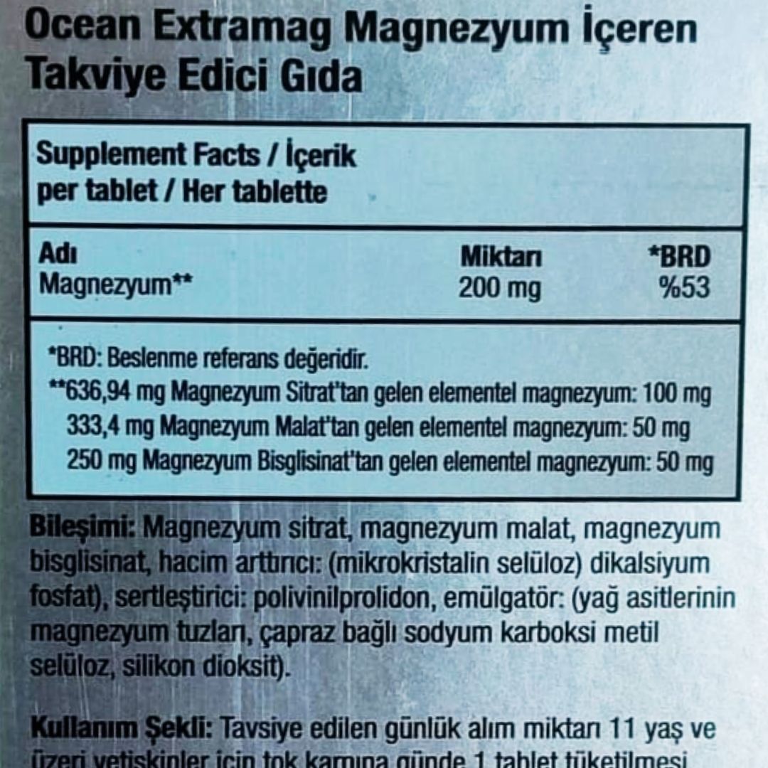 Orzax Ocean ExtraMag Üçlü Magnezyum Kombinasyonu 60 Tablet