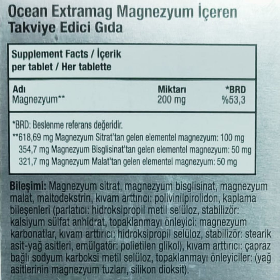 Orzax Ocean ExtraMag Üçlü Magnezyum Kombinasyonu 90 tablet Avantajlı Paket