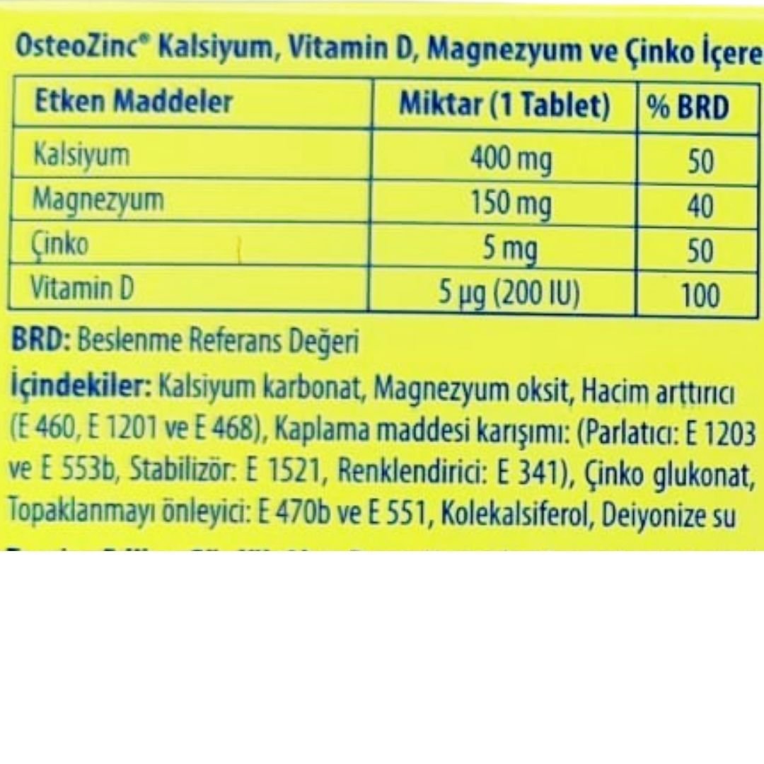 Osteozinc Takviye Edici Gıda 30 Tablet