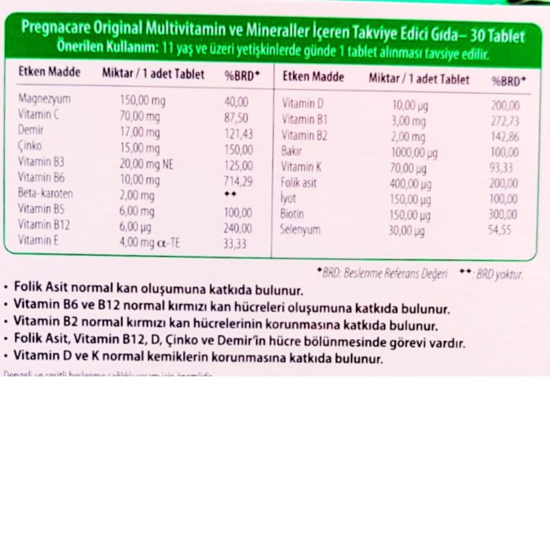 Pregnacare Original 30 Tablet