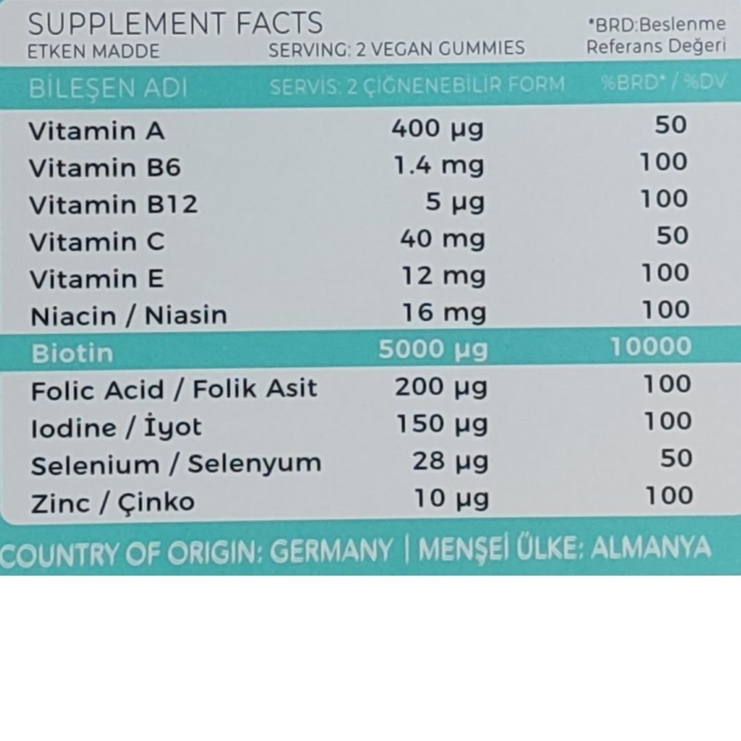 Sovital Hair Vitamins İsviçre Patentli 60 Gummies