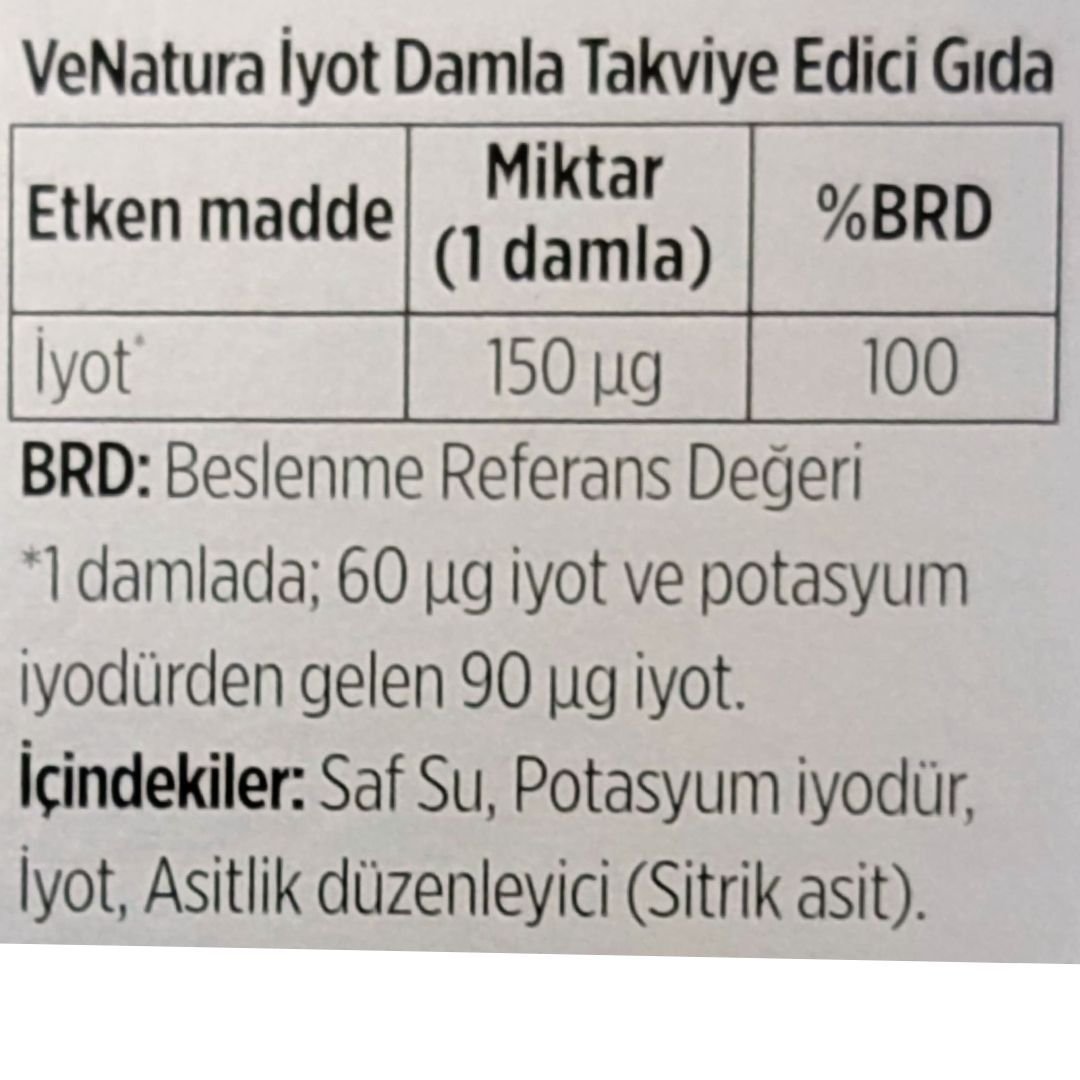 Venatura İyot Damla 150 ug 25ml - 500 Damla