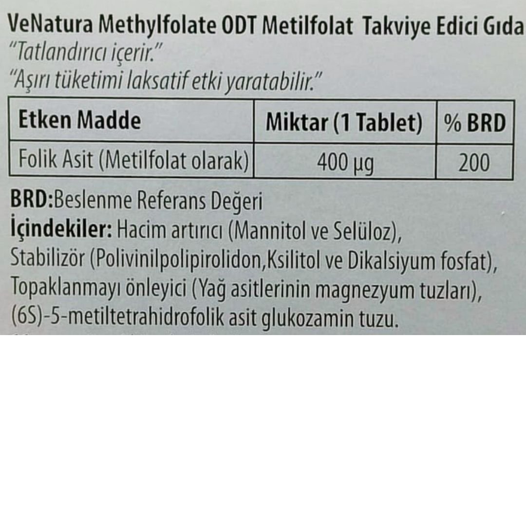 Venatura Methylfolate ODT Ağızda Dağılan Tablet 30'lu