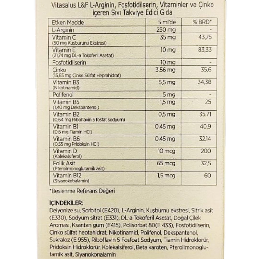 Vitasalus L-Arginin Multivitamin Takviye Edici Gıda 150 ml