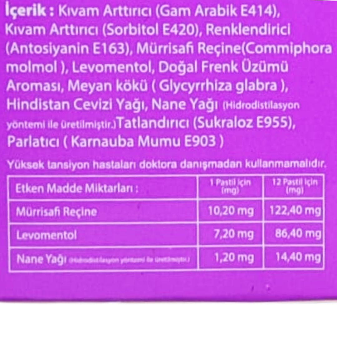 Vocalzone Frenk Üzümlü Pastil 12'li
