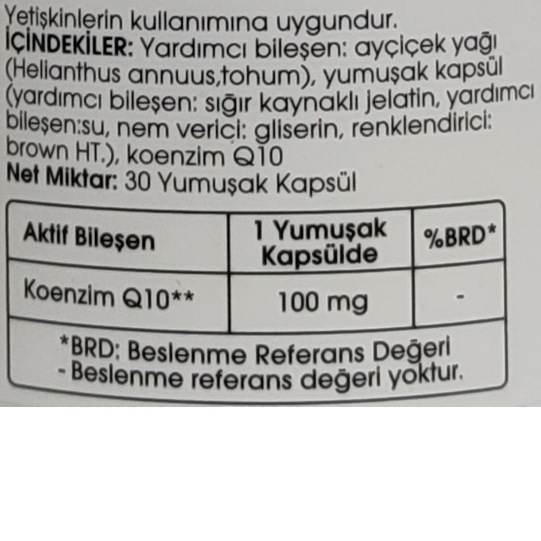 Voonka Co-Q10 100 mg 30 Yumuşak Kapsül