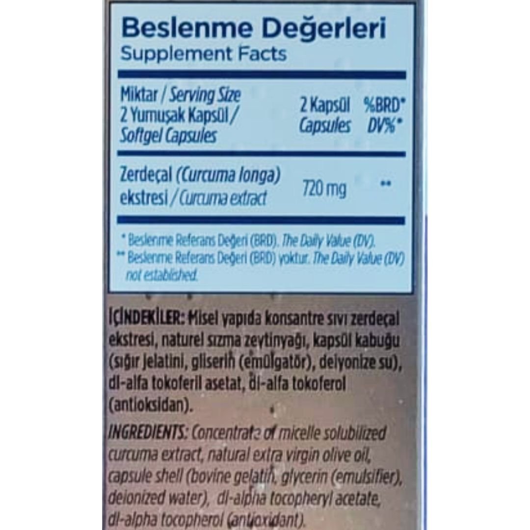 Zade Vital Curcumin Zerdeçal Forte Daily 60 Yumuşak Kapsül