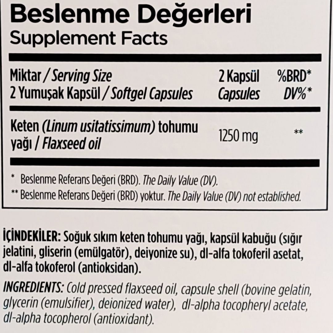 Zade Vital Keten Tohumu Yağı 60 Yumuşak Kapsül