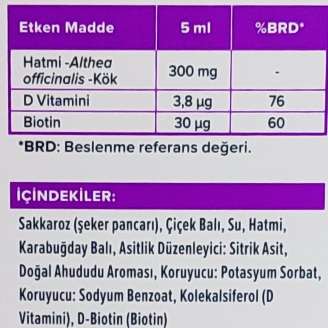 Zarbess's Wellness Hatmi, Biotin ve D Vitamini İçeren Takviye Edici Gıda 120 ml