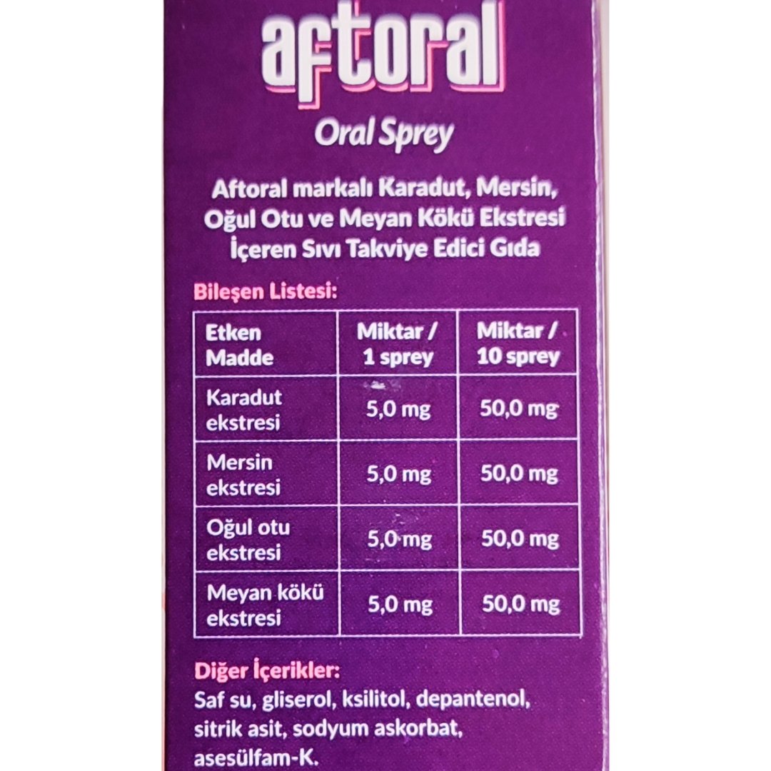 Aftoral Bitkisel Oral Sprey 20 ml