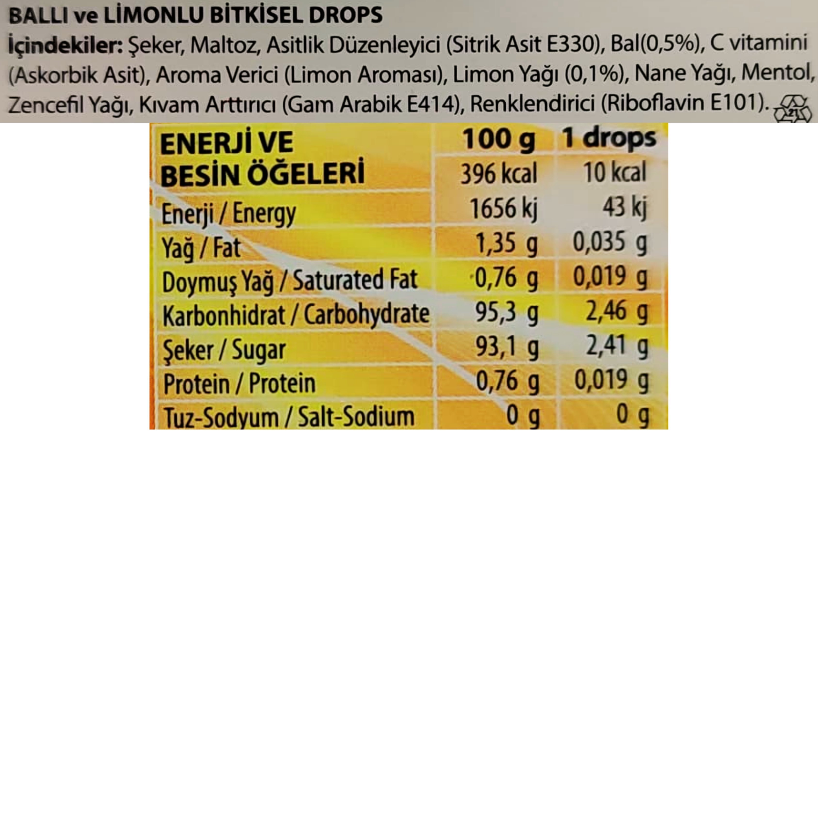 Biodrops Ballı Limonlu C Vitaminli Pastil 18'li
