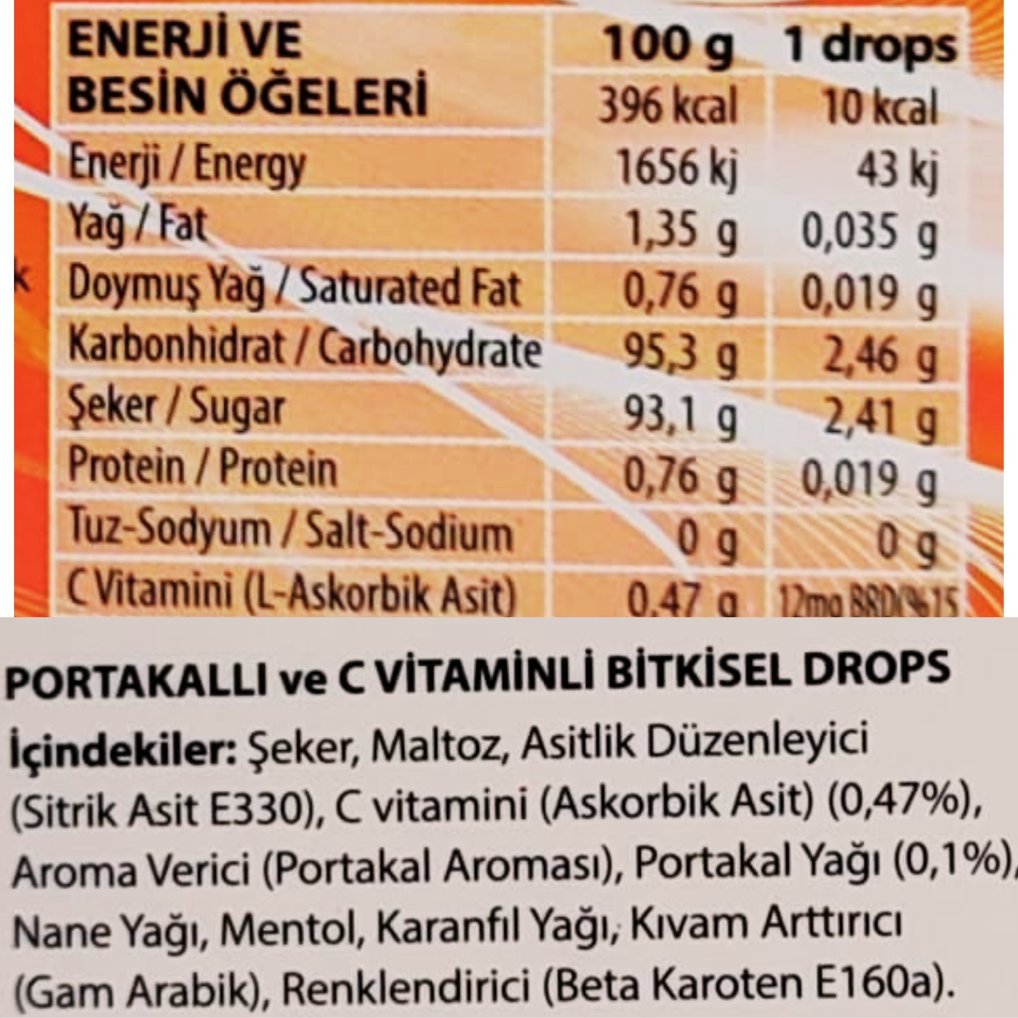 Biodrops Portakal C Vitamini Pastil 18'li