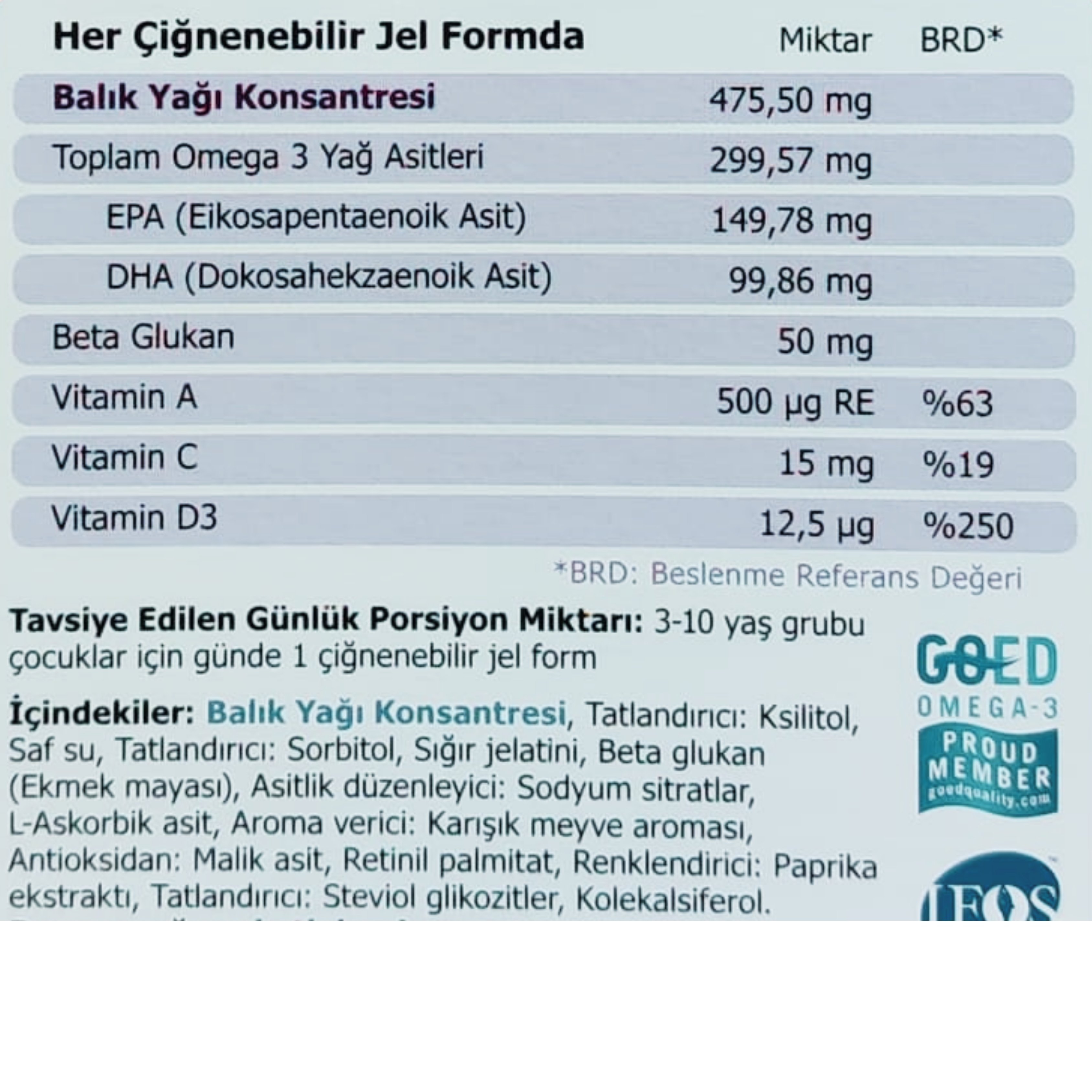 EasyFishoil Beta Glukan Karışık Meyve Aromalı 30 Jel Tablet