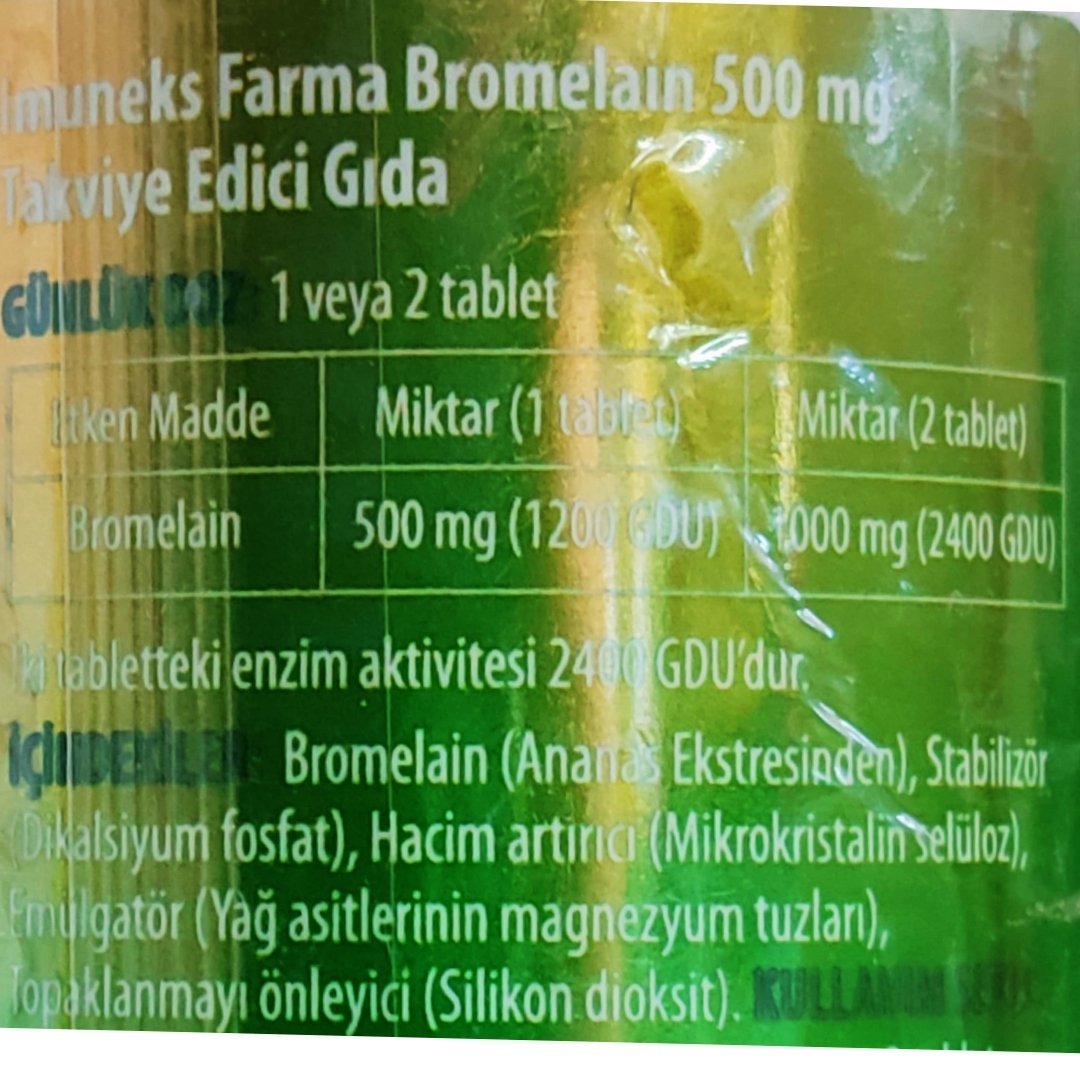 İmuneks Farma Bromelain 500 mg 30 Tablet