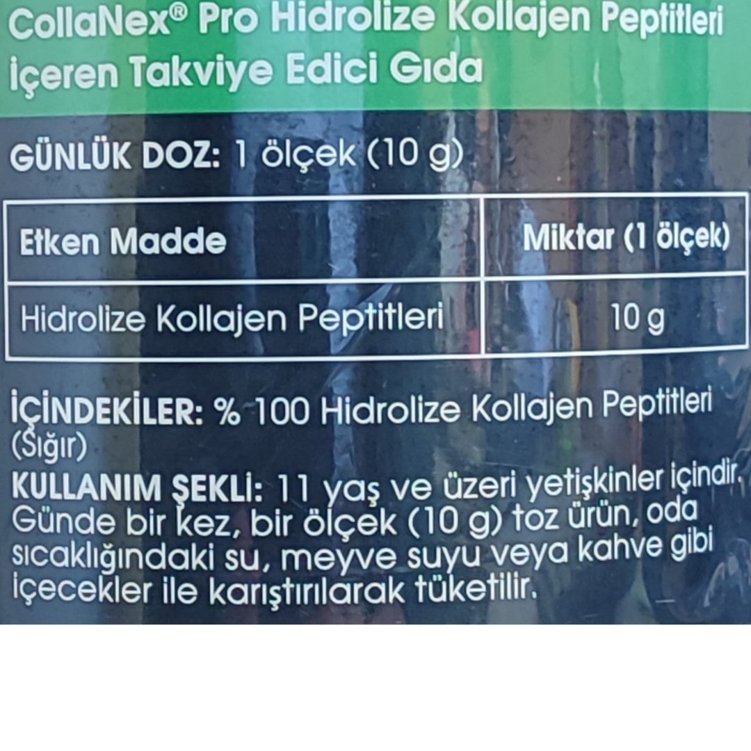 İmuneks Farma CollaNex Pro Hidrolize Kollajen Peptitleri Takviye Edici Gıda 284 g