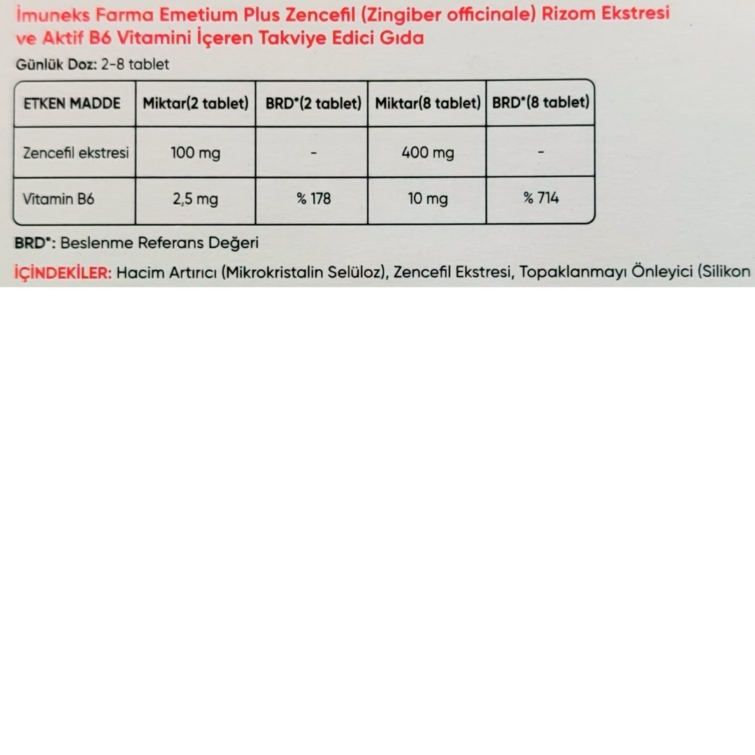 İmuneks Farma Emetium Plus 20 Tablet