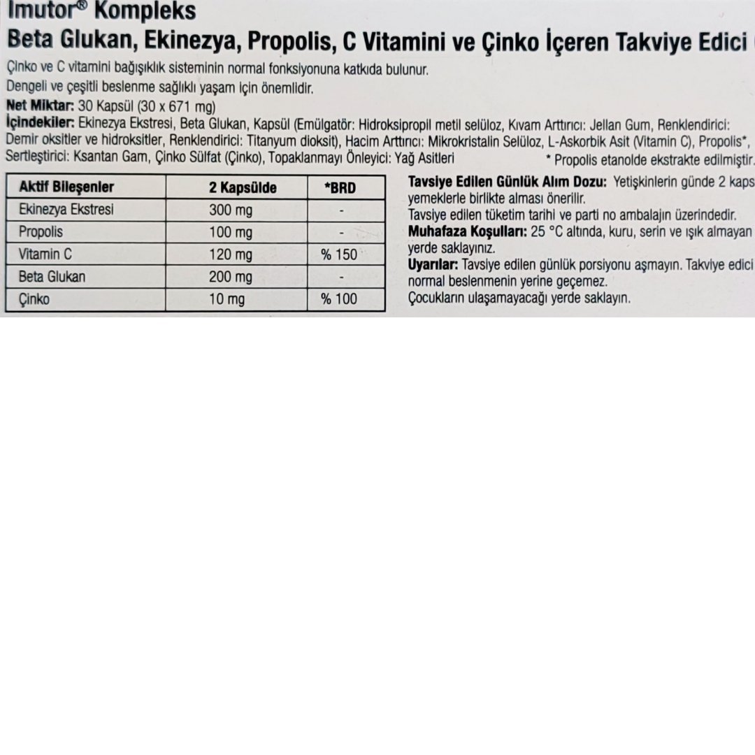 Imutor Kompleks Takviye Edici Gıda 30 Kapsül