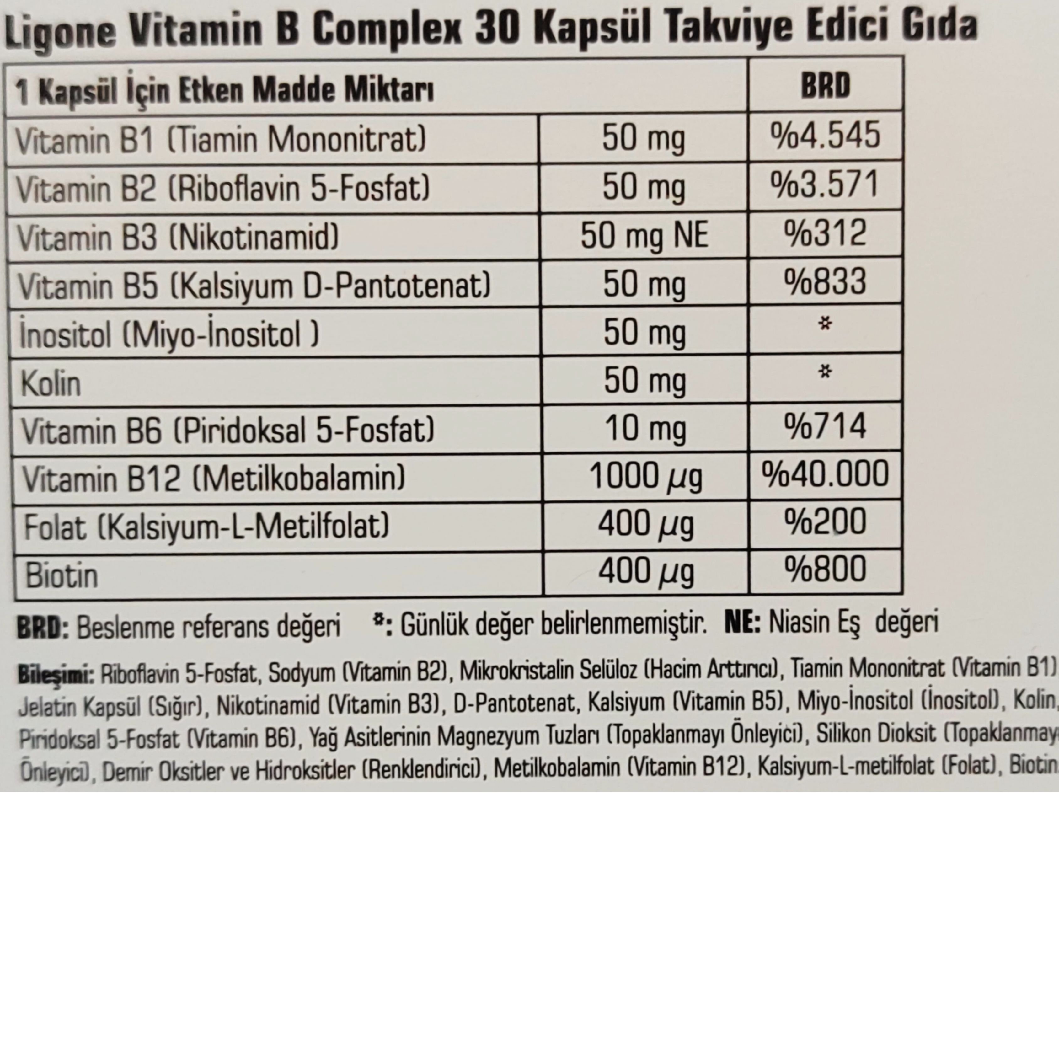 Ligone Vitamin B Complex 30 Kapsül