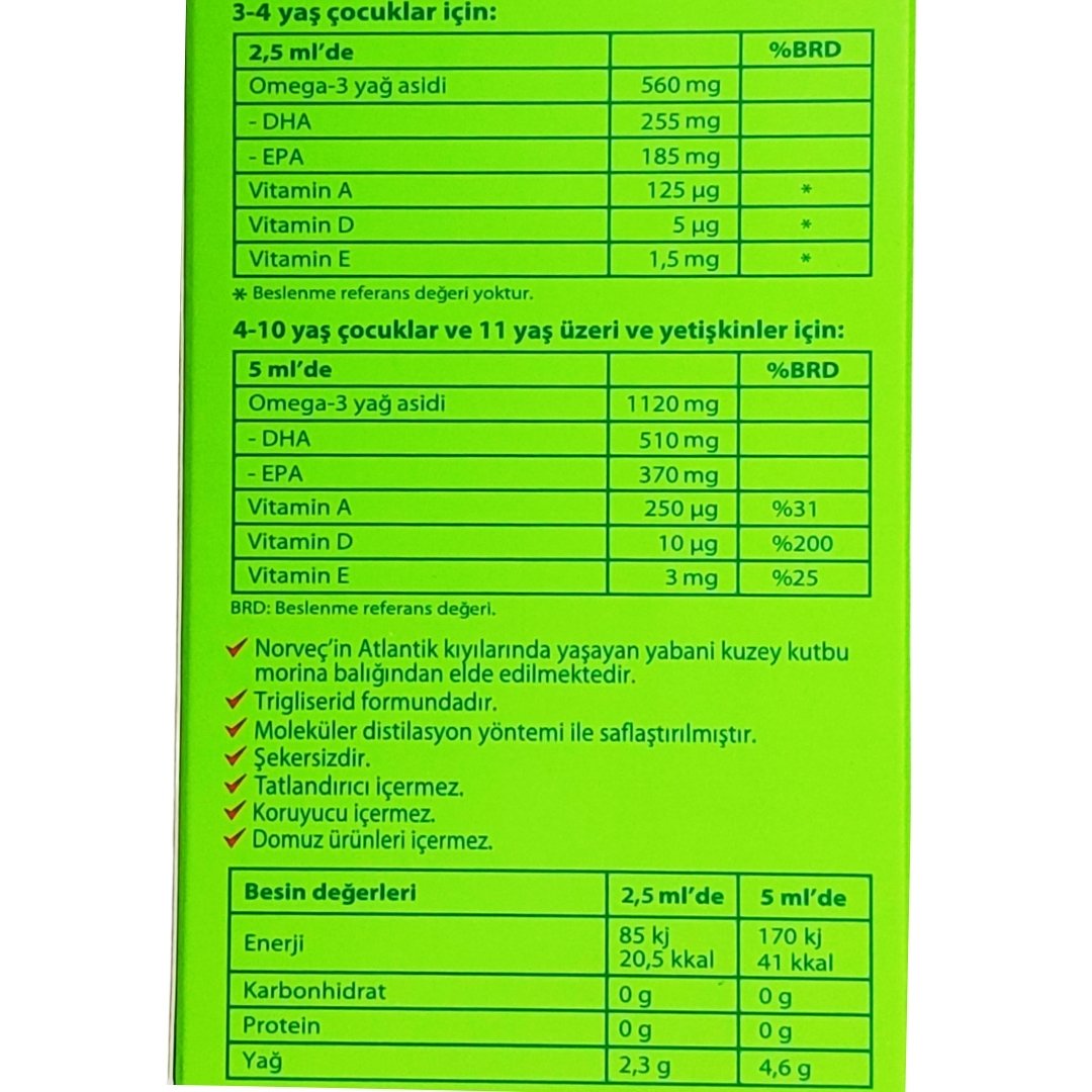 Möller's Omega 3 Doğal Elma Aromalı Balık Yağı Şurubu 250 ml