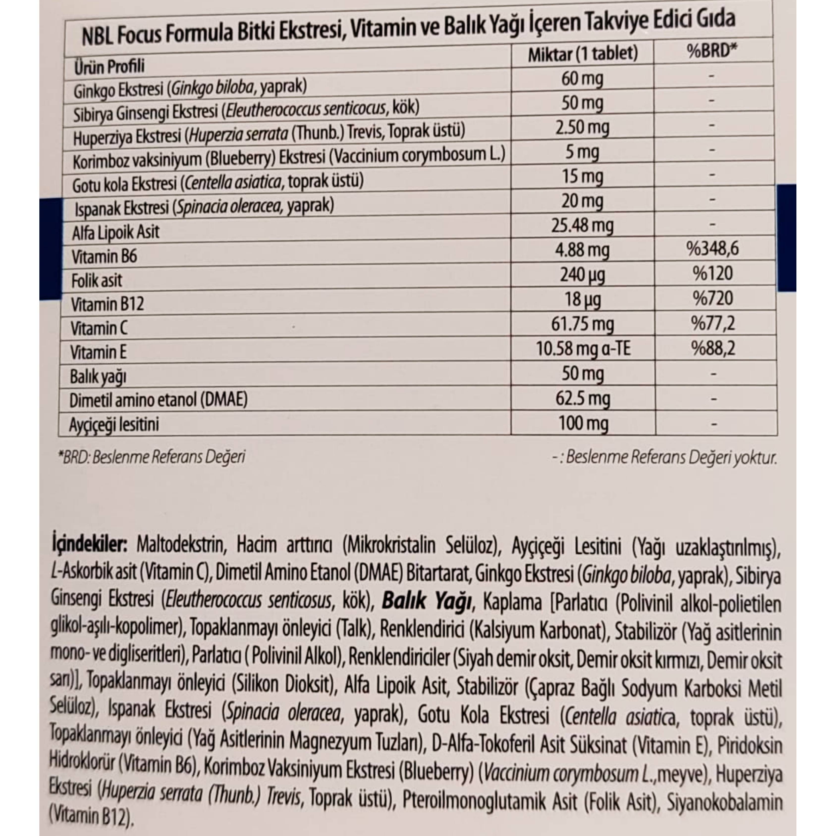 NBL Focus Formula 30 Tablet