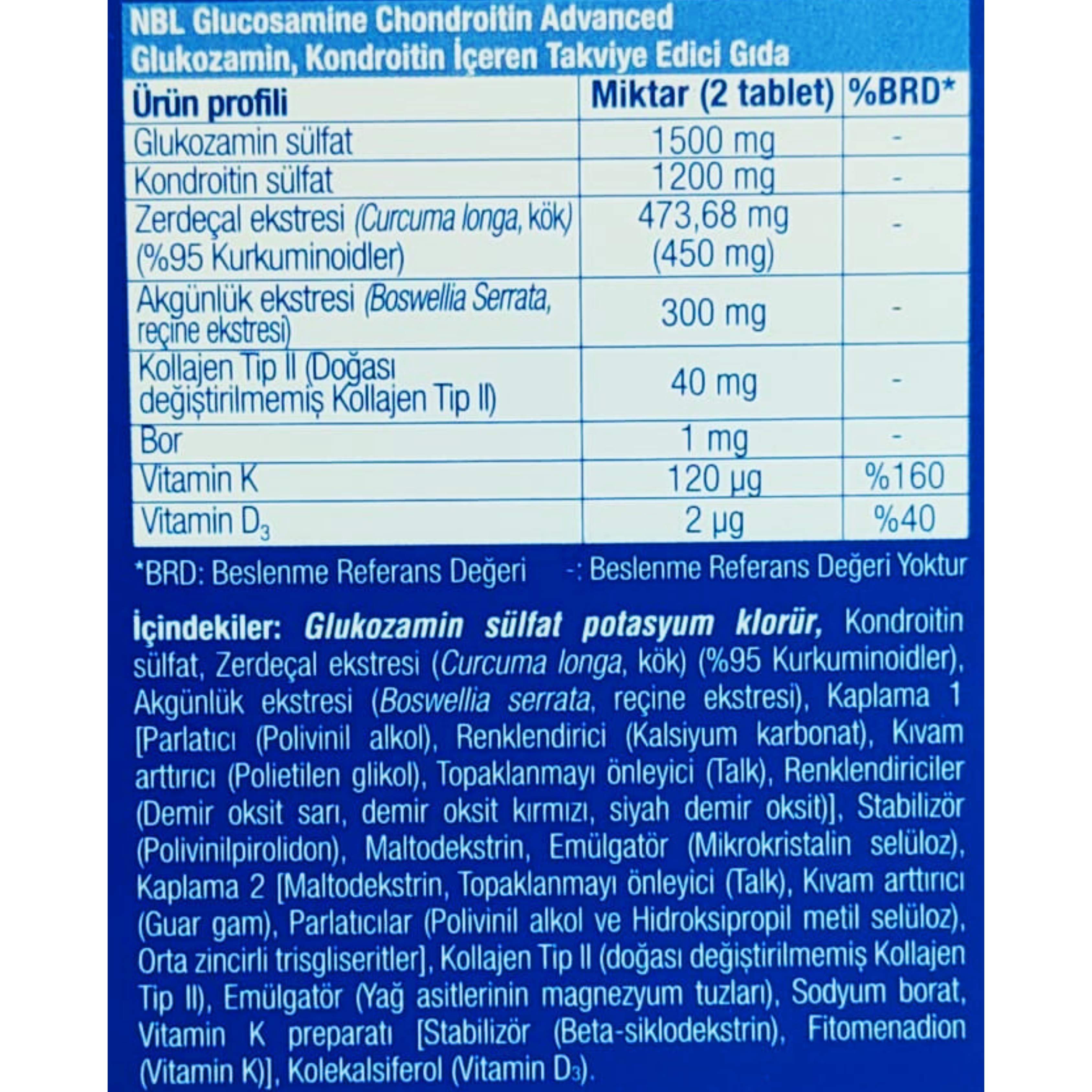 NBL Glukozamin Advanced 60 Tablet