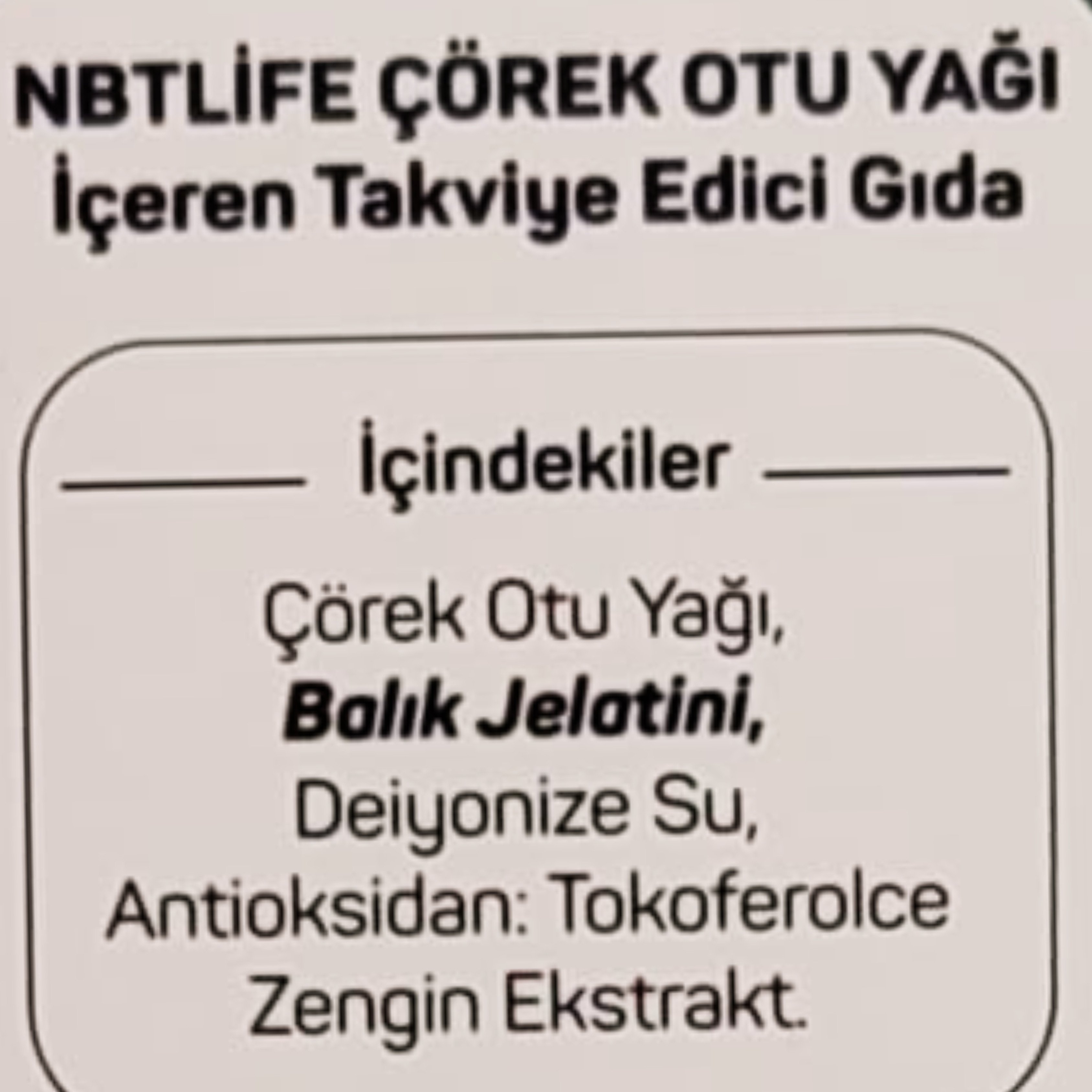 NBT Life Çörekotu Yağı 30 Kapsül