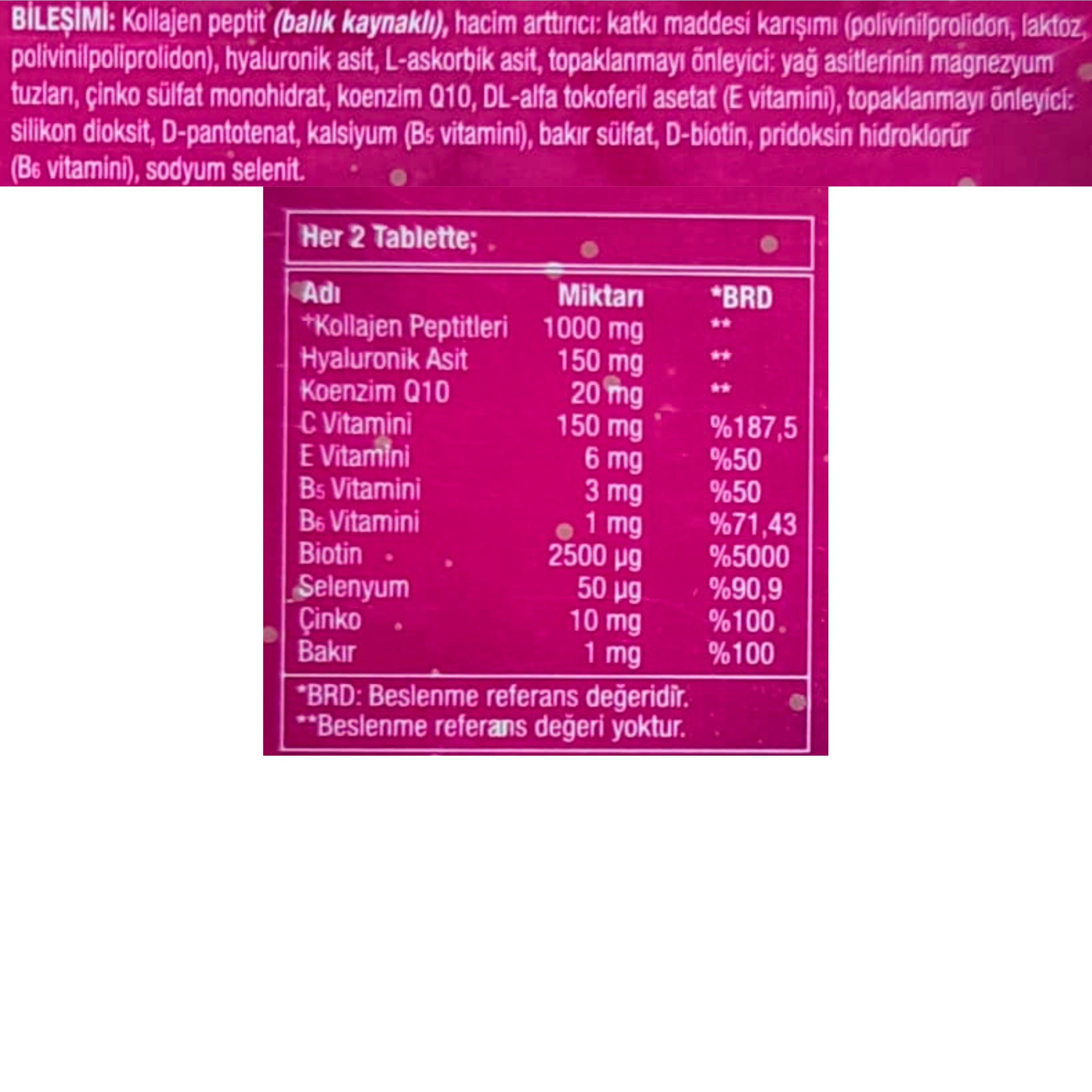 Naturalnest Collagen Peptide ve Hyaluronic Acid 60 Tablet