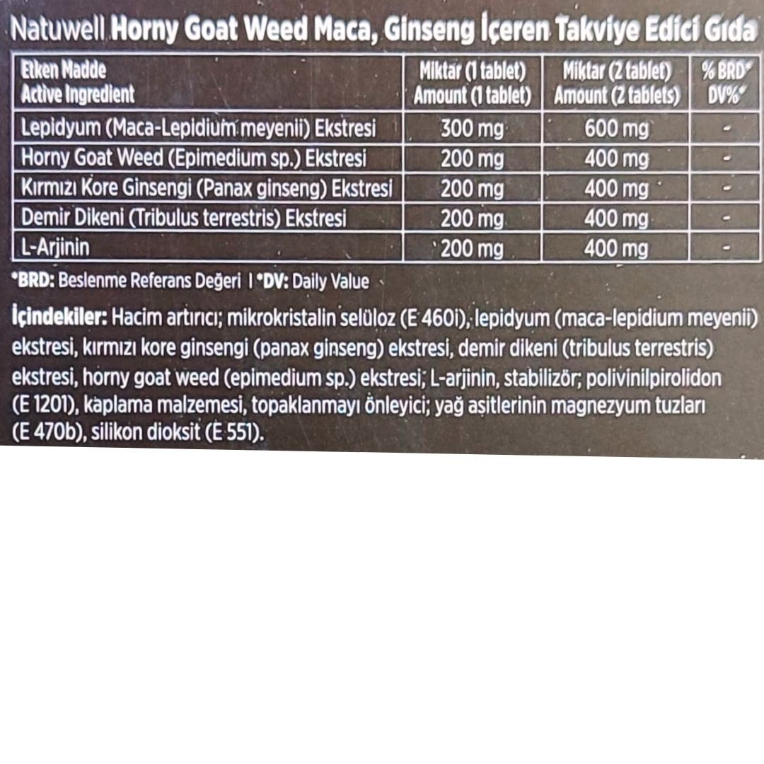 Natuwell Horny Goat Weed (Azgın Teke Otu) 30 tablet