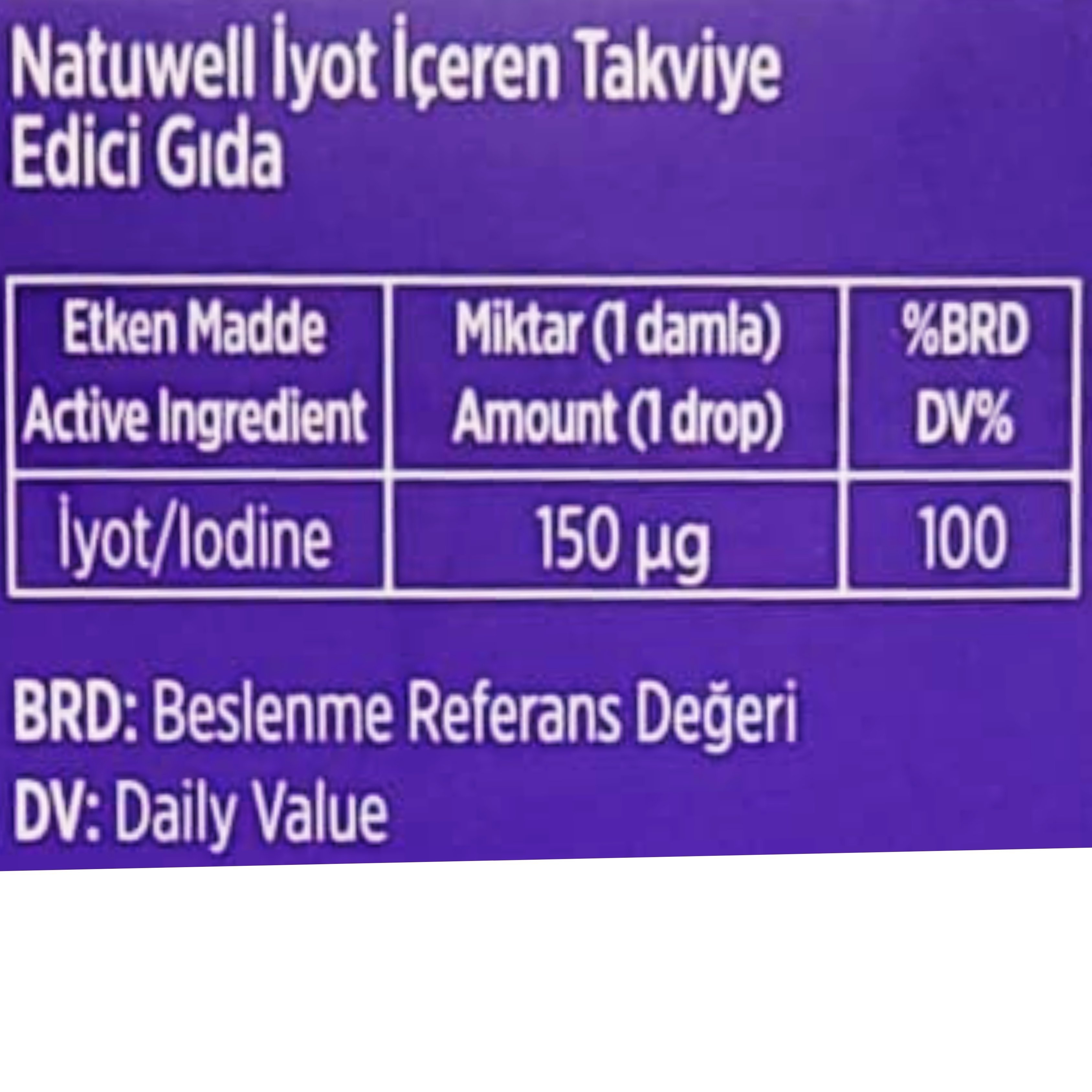 Natuwell İyot Damla 150 mcg 25 ml 500 Damla