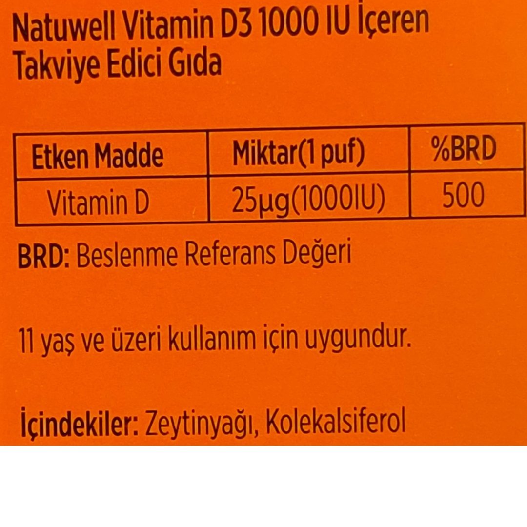 Natuwell Vitamin D3 1000IU Sprey 20 ml - 3 Kutu