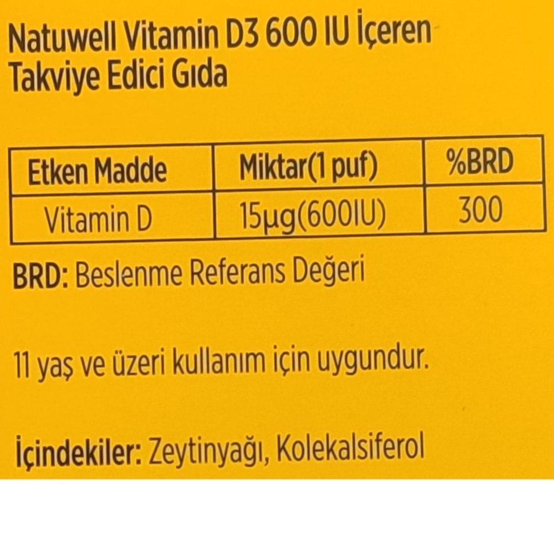 Natuwell Vitamin D3 600IU Sprey 20 ml - 3 Kutu