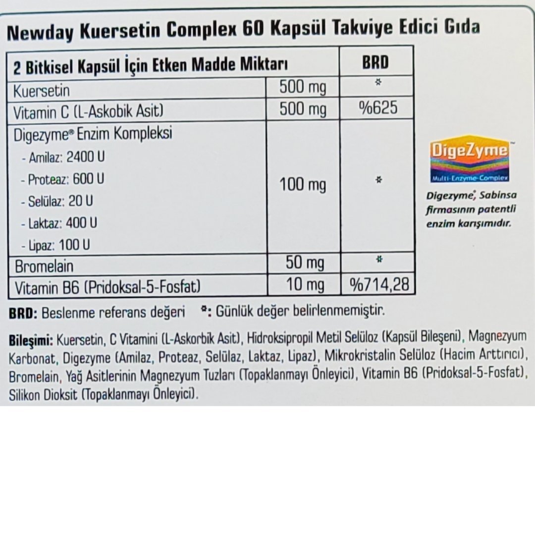Newday Kuersetin Complex 60 Kapsül