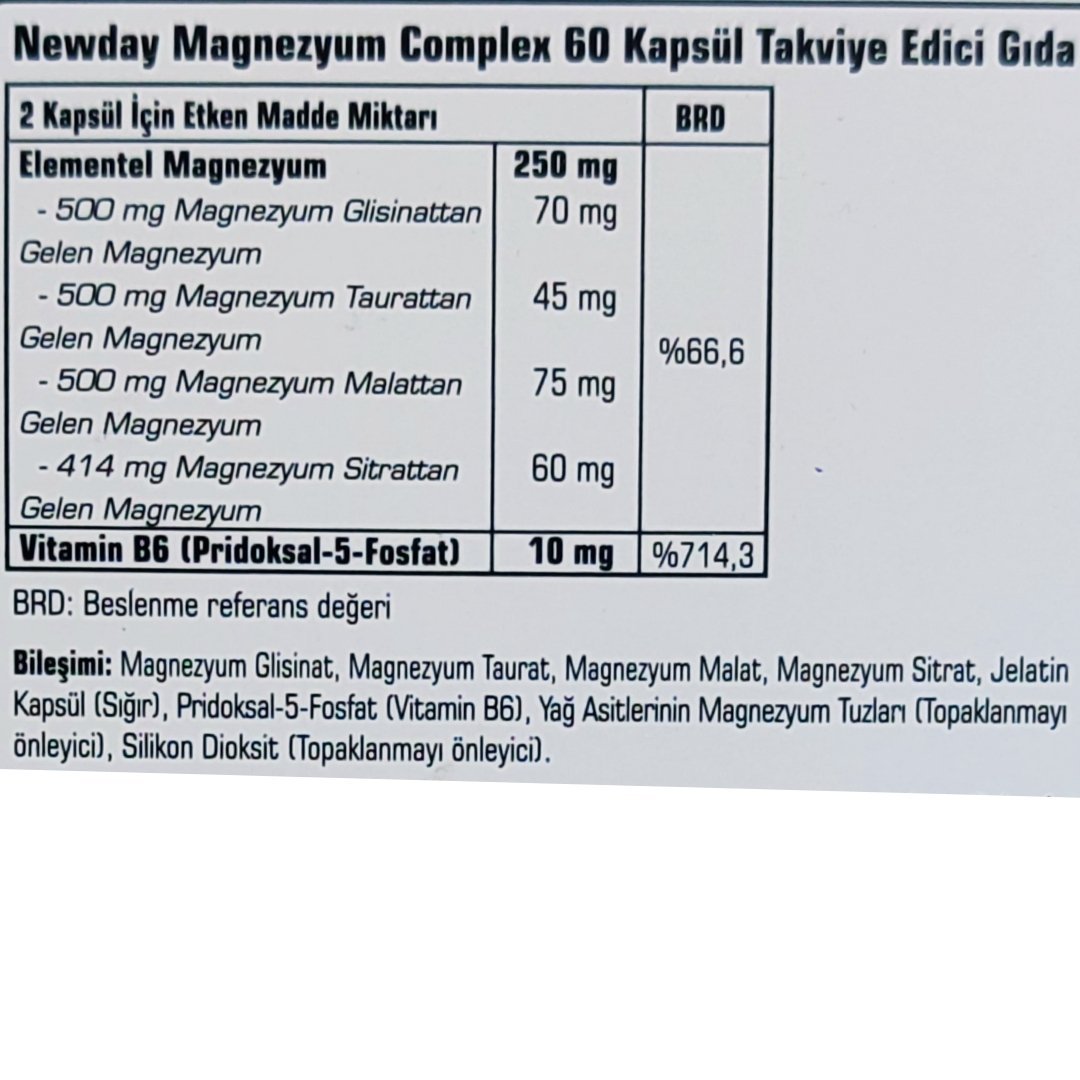 Newday Magnezyum Complex 60 Kapsül
