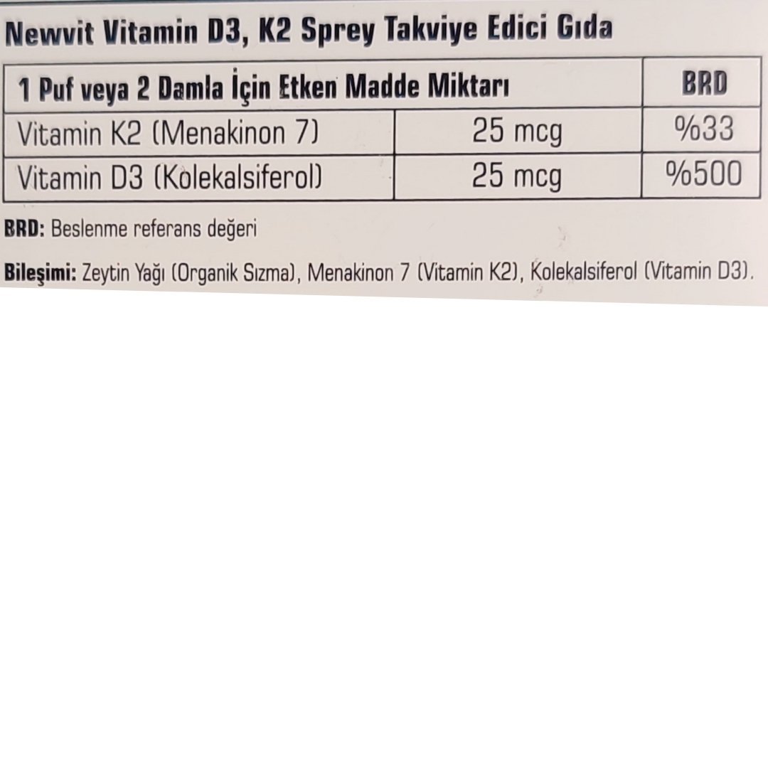 Newvit Vitamin D3K2 Sprey 30 ml