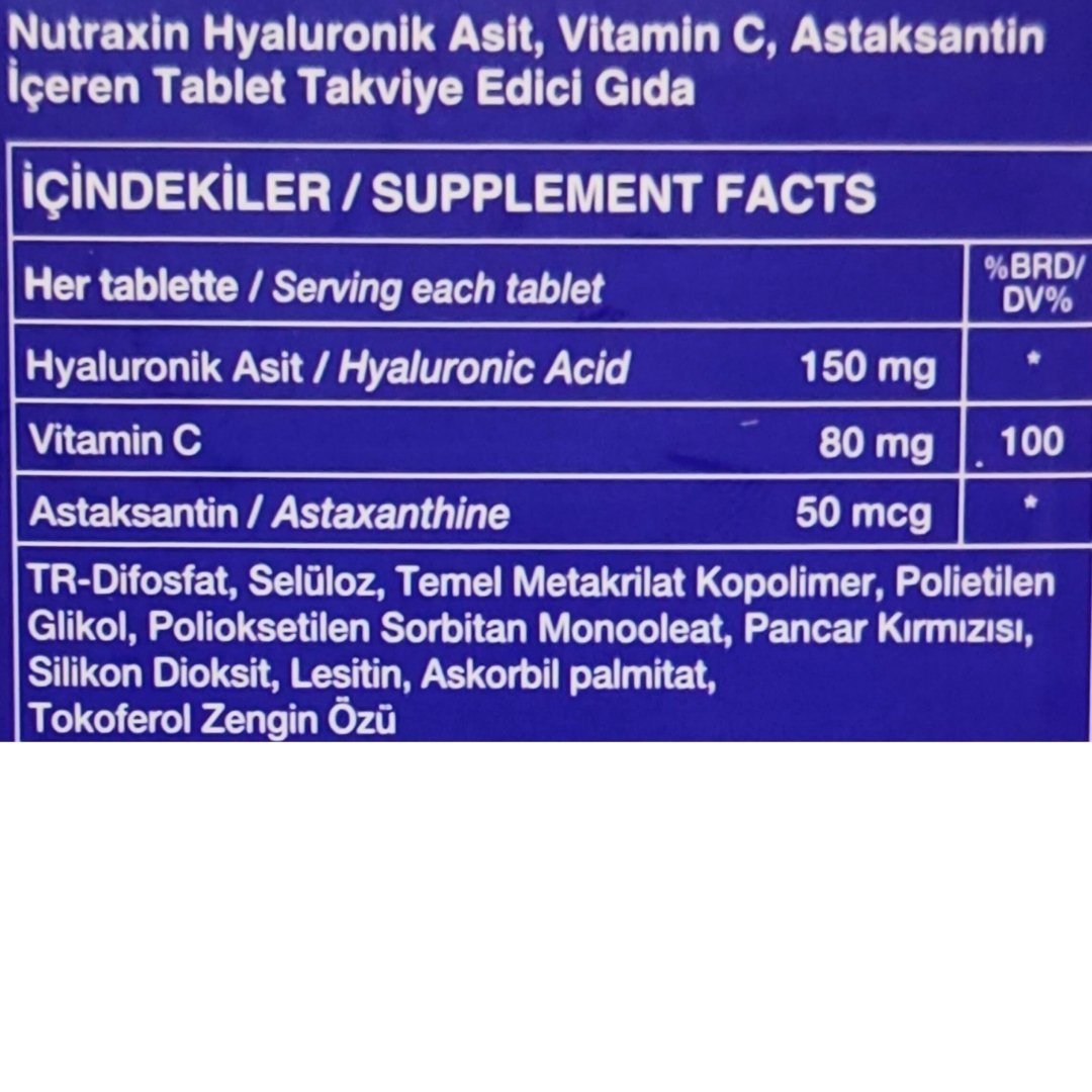 Nutraxin Beauty Hyaluronik Acid 30 Tablet