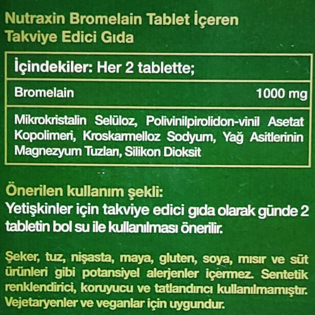 Nutraxin Bromelain 500mg Ananas 60 Kapsül