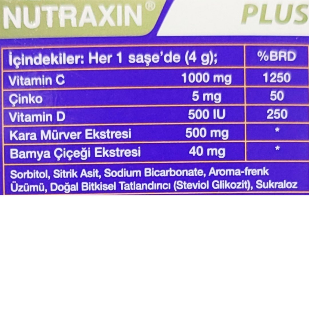 Nutraxin Sambucus Plus 20 Efervesan Saşe