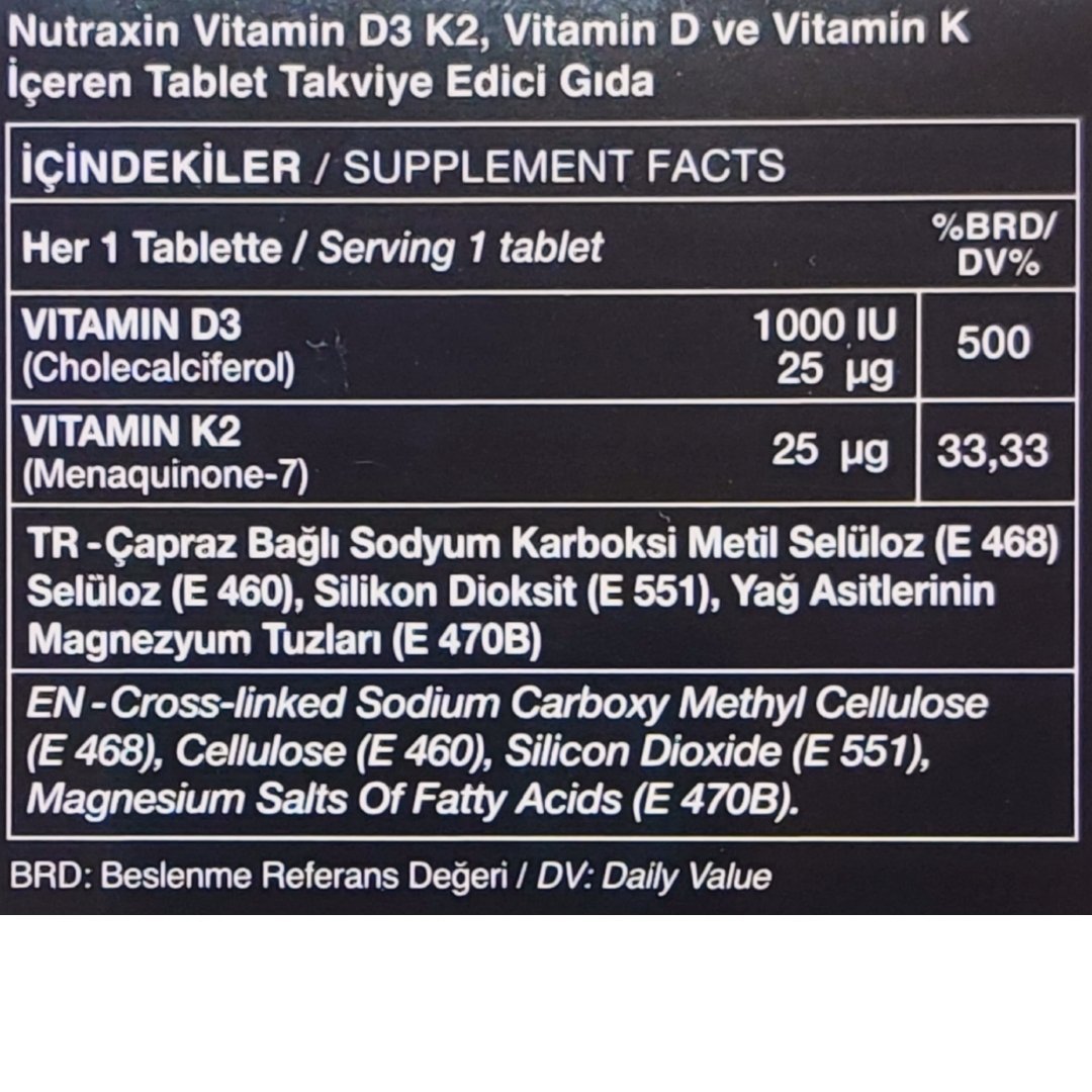 Nutraxin Vitamin D3K2 1000 IU 120 Tablet