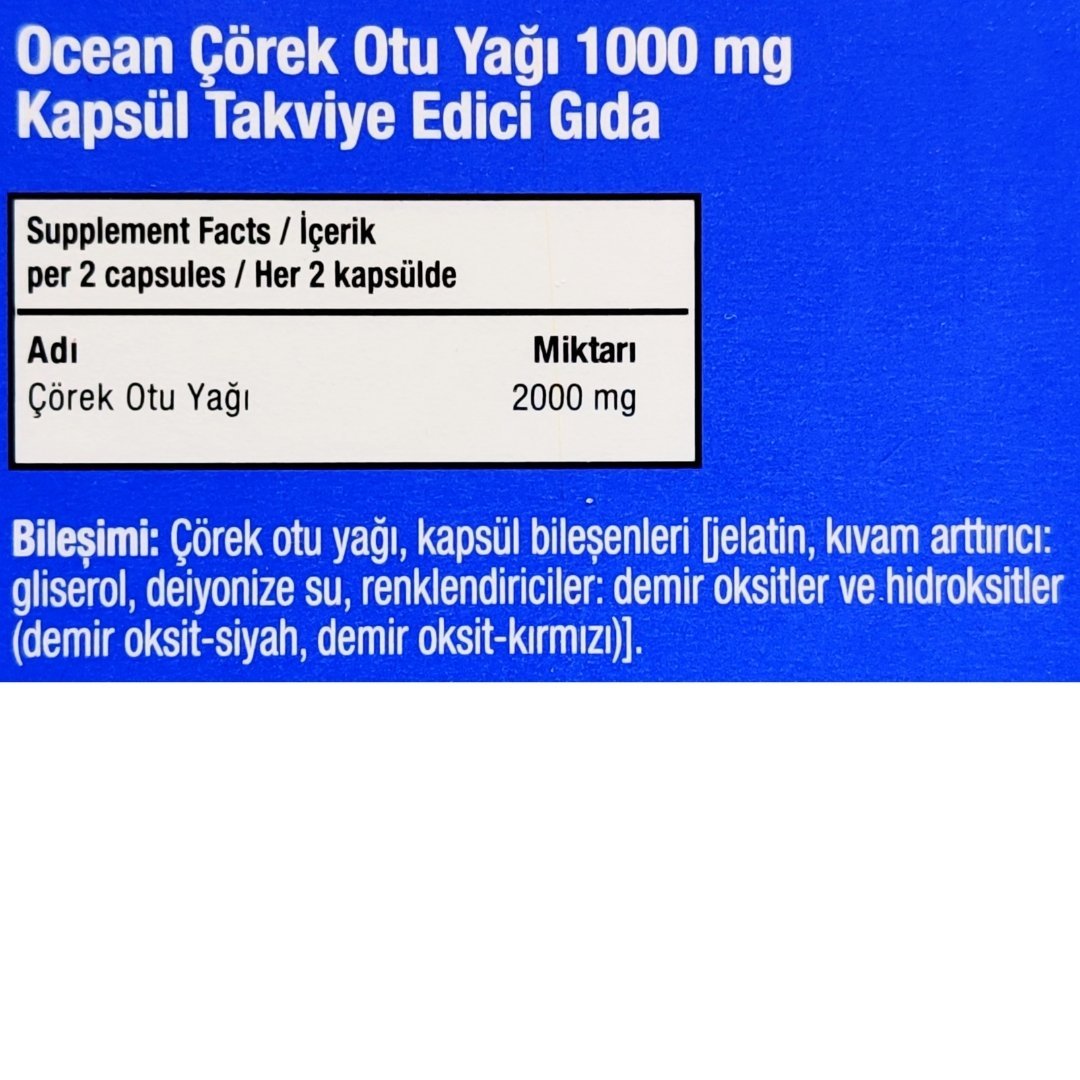 Ocean Çörek Otu Yağı 1000 mg 60 Kapsül