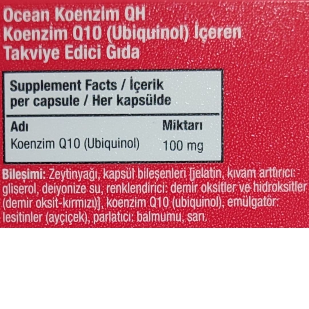 Ocean Koenzim QH 30 Kapsül Ubikinol 100 mg